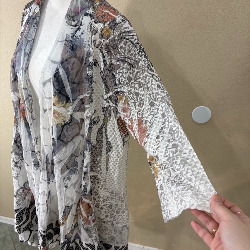 Kamana Womens BOHO Multi color Open Front Mesh Sheer Cardigan/Top Sz L Fairycore - Picture 4 of 14